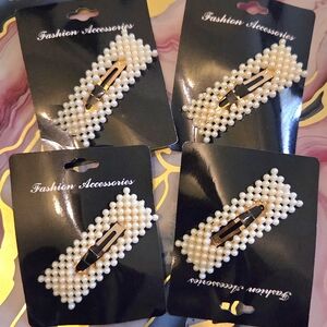 Pearl Beaded Hair Clip - Ivory Pearl Accent